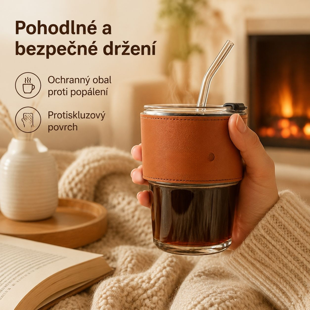 Skleněný pohár se slámkou, bambusové víčko, kreativní domácí pohár na vodu, doporučeno jako dárek