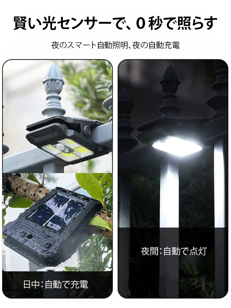 クリップ式ソーラーセンサーライト