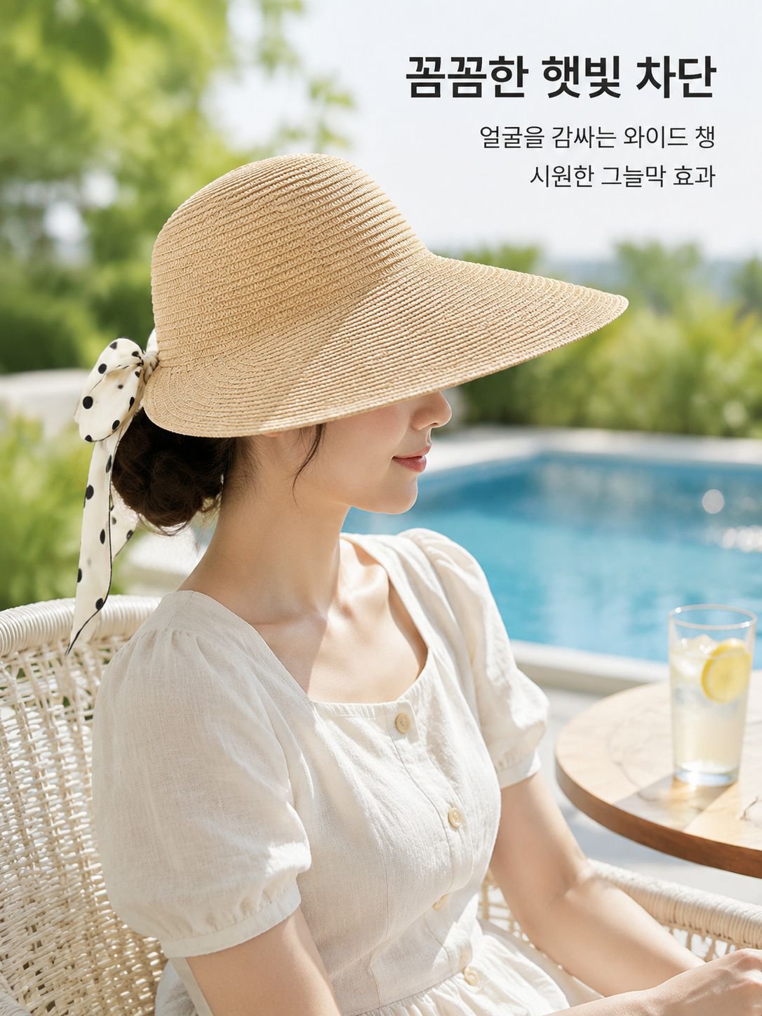 여름 빅 비치 햇 자녀 선캡 우아한 여성 바캉스 선캡 도트 리본 밀짚모자