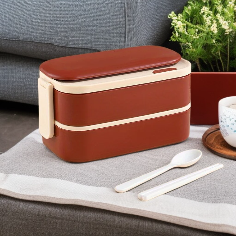 ピクニック・家庭用2重弁当箱セット、電子レンジ対応ランチボックス
