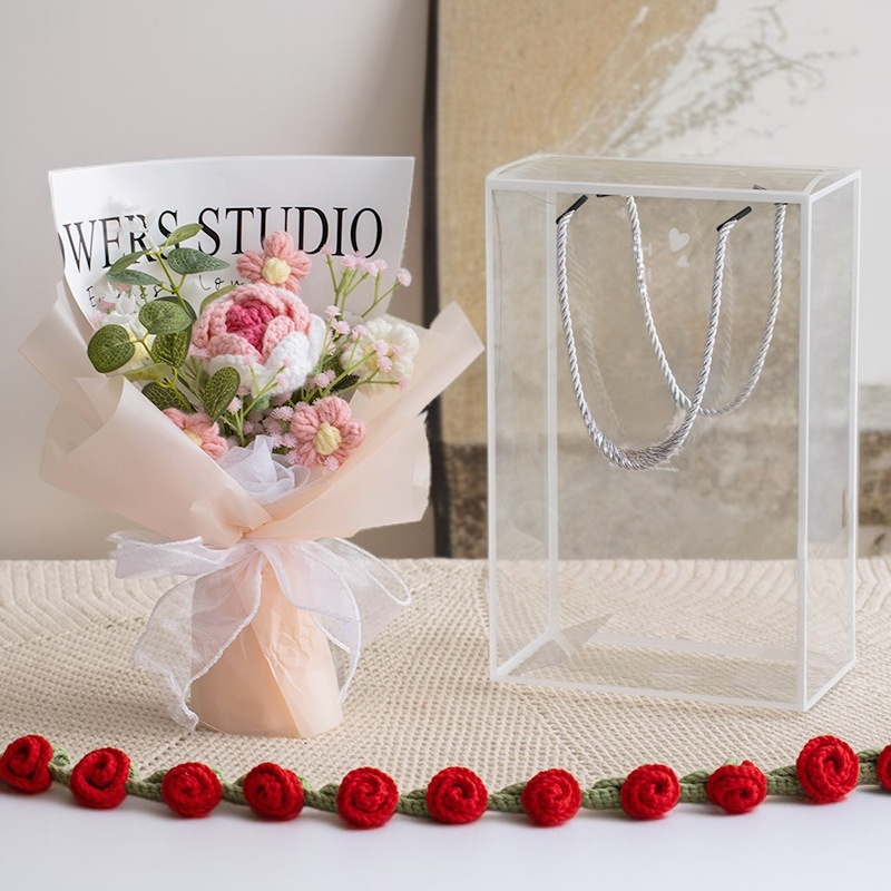 手工鉤織玫瑰花束仿真花