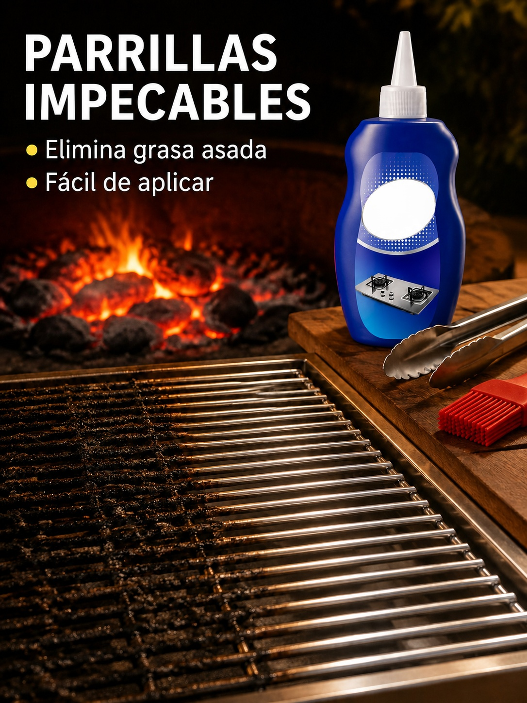 Limpiador eliminando óxido y suciedad de la parrilla