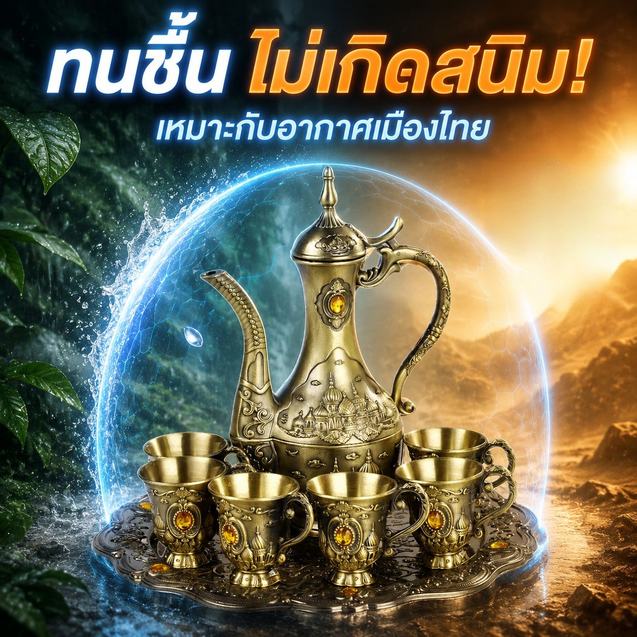 พร็อพถ่ายภาพย้อนยุค ชุดแก้วไวน์ทองสัมฤทธิ์ยุโรปขนาดเล็ก