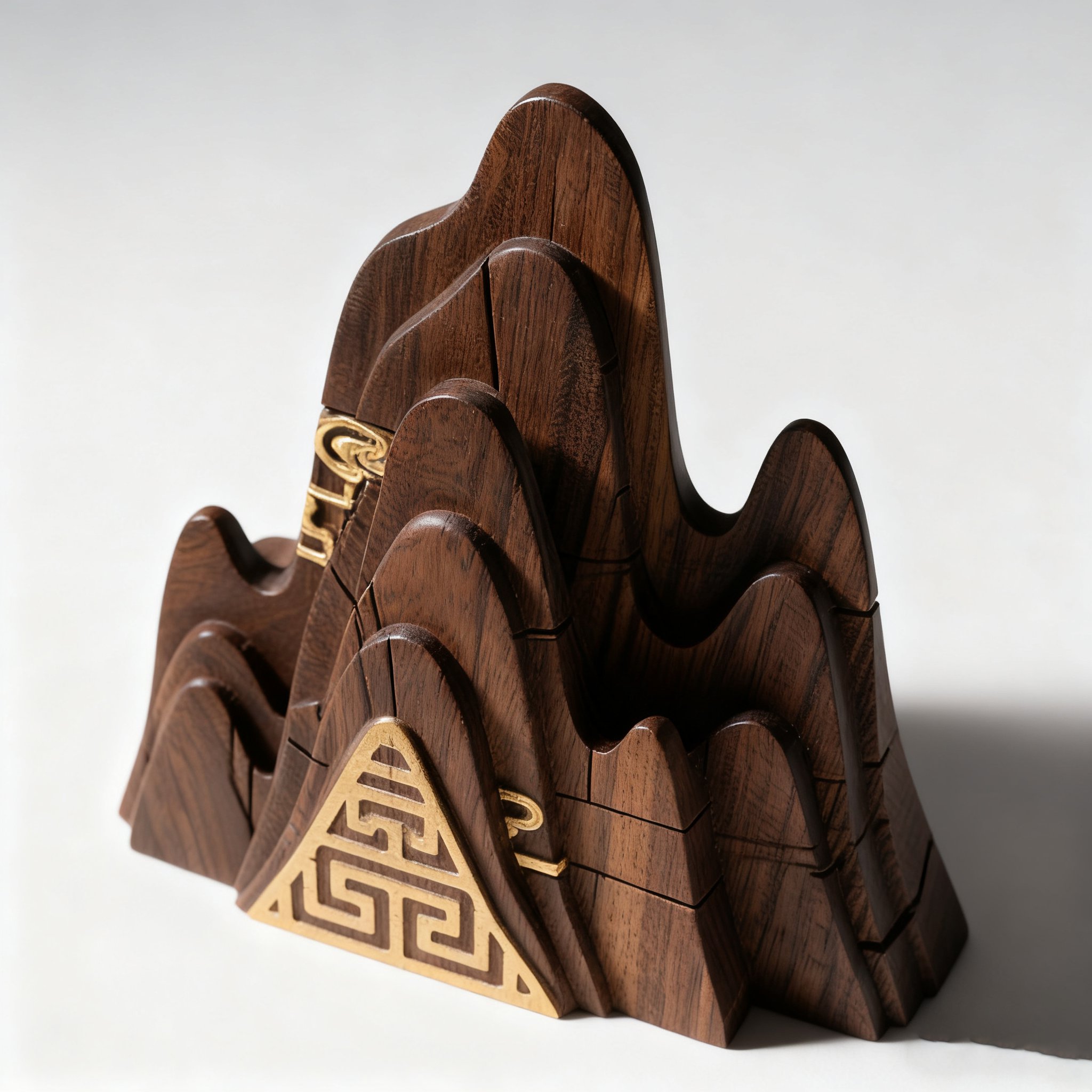 ชุดตกแต่งบ้านรูปภูเขาจำลอง 2 ชิ้นบนโต๊ะไม้