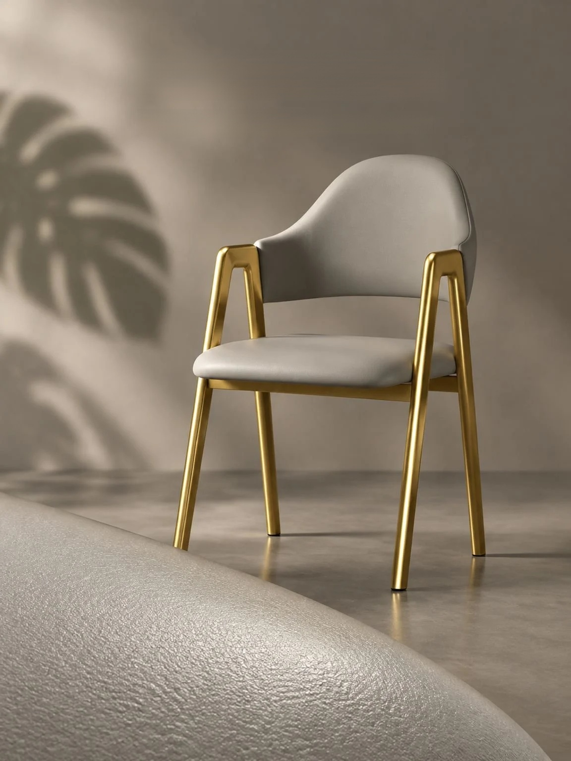 Close-up of the dining chair backrest and tailored details