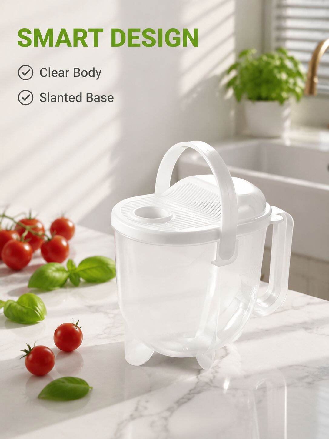 Hands-Free Rice Washing Strainer and Drain Basket