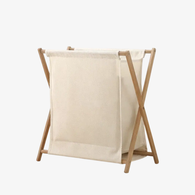 Eco-Friendly PVC Bamboo Laundry Hamper, Convenient Foldable Home Organizer Basket