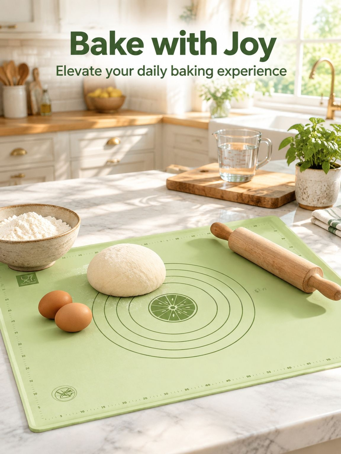 Non-slip silicone dough rolling mat for baking