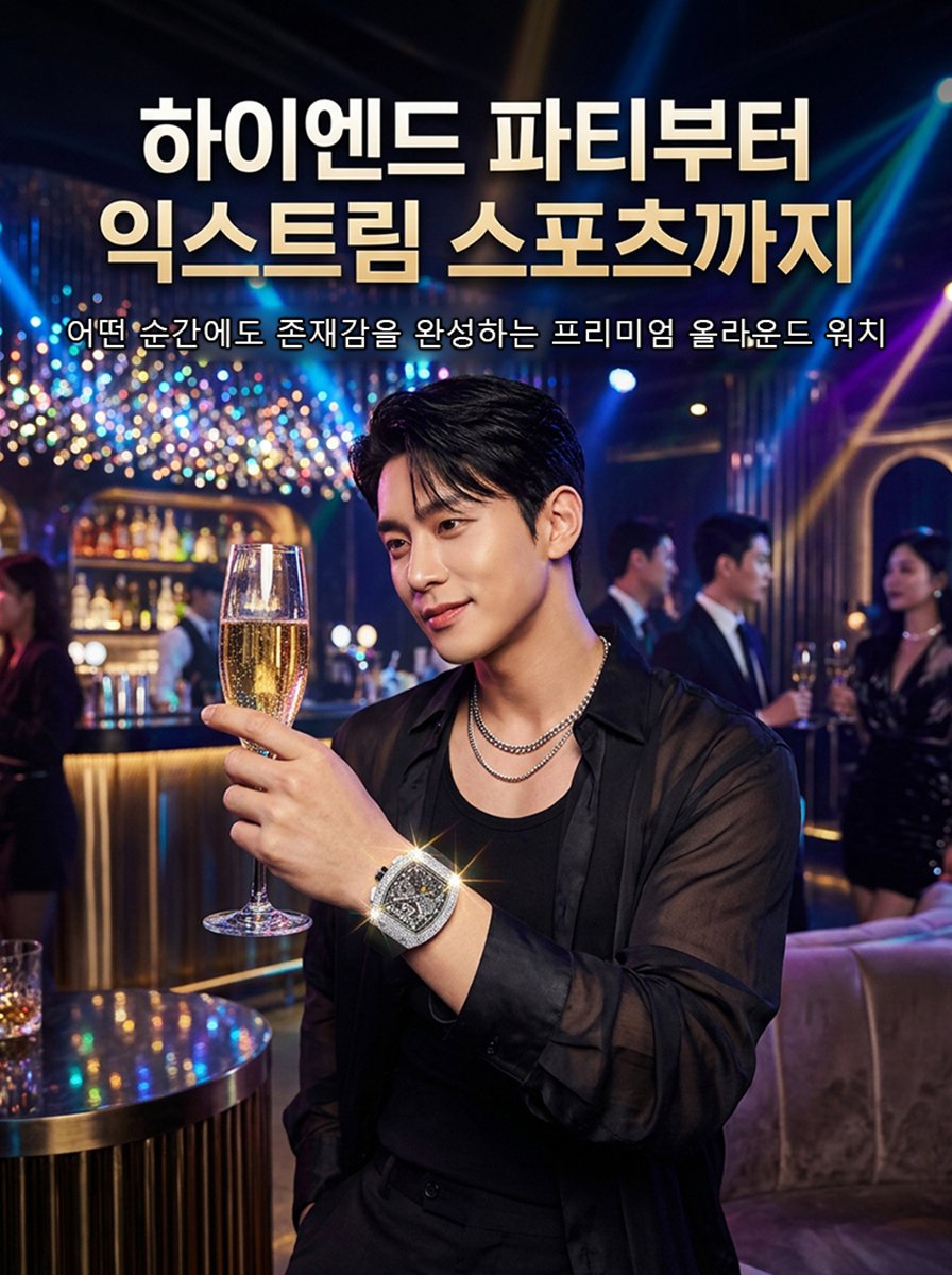 럭셔리 방수 야광 배럴형 시계