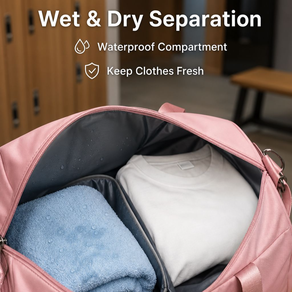 Trendy Sports Travel Bag, Wet and Dry Separation Handheld Portable Luggage
