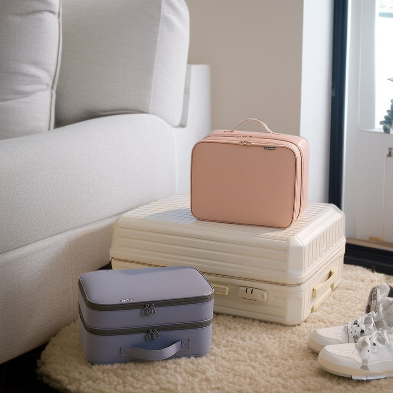 Bolsa portátil de zapatos para viaje, plegable, con tres compartimentos