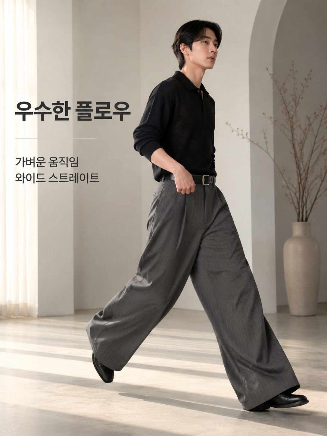 남성 빈티지 스트라이프 와이드 슬랙스