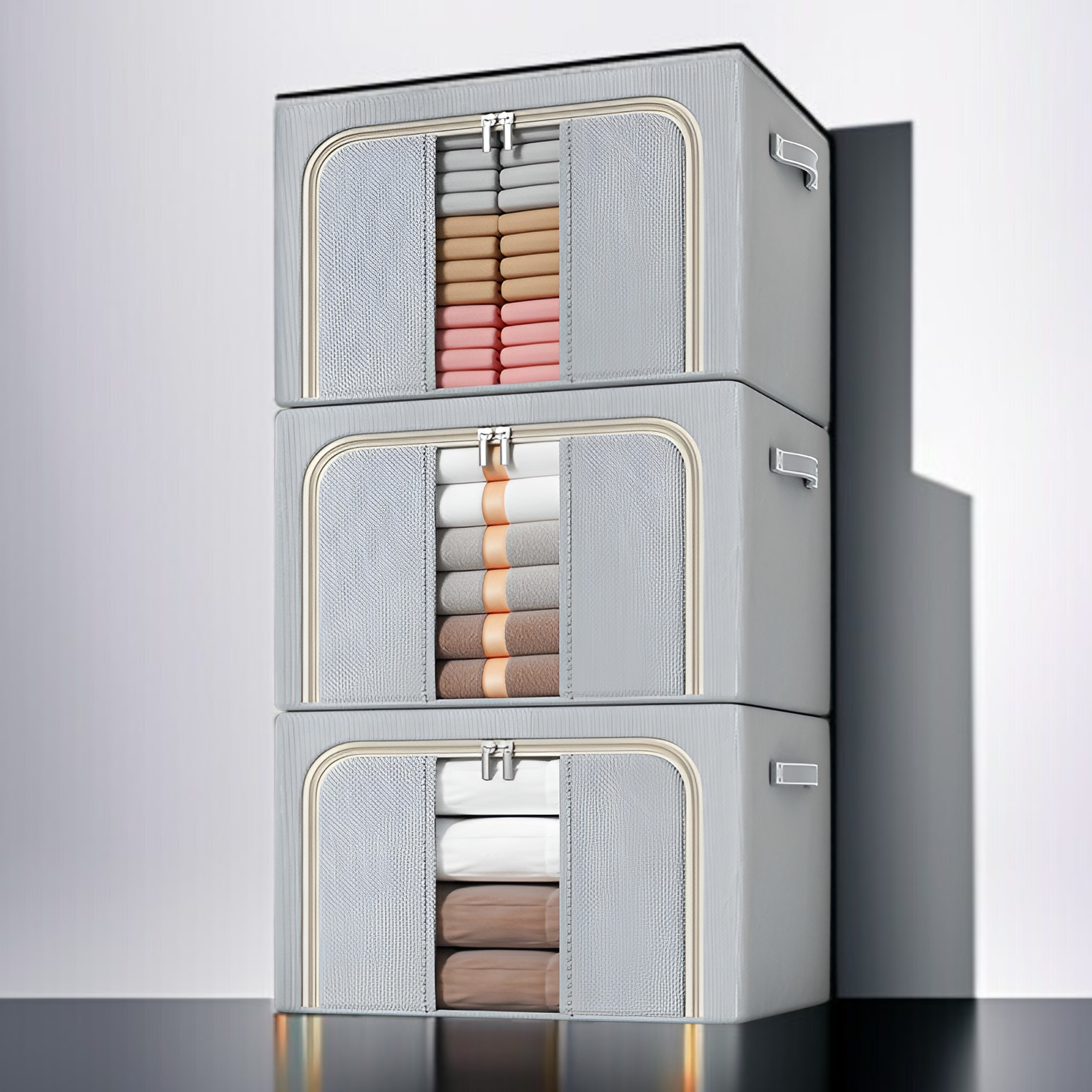 収納ボックス 家庭用ワードローブ 衣類収納ボックス オックスフォード布 衣類折りたたみ収納バッグ 大容量 キルト収納キャビネット