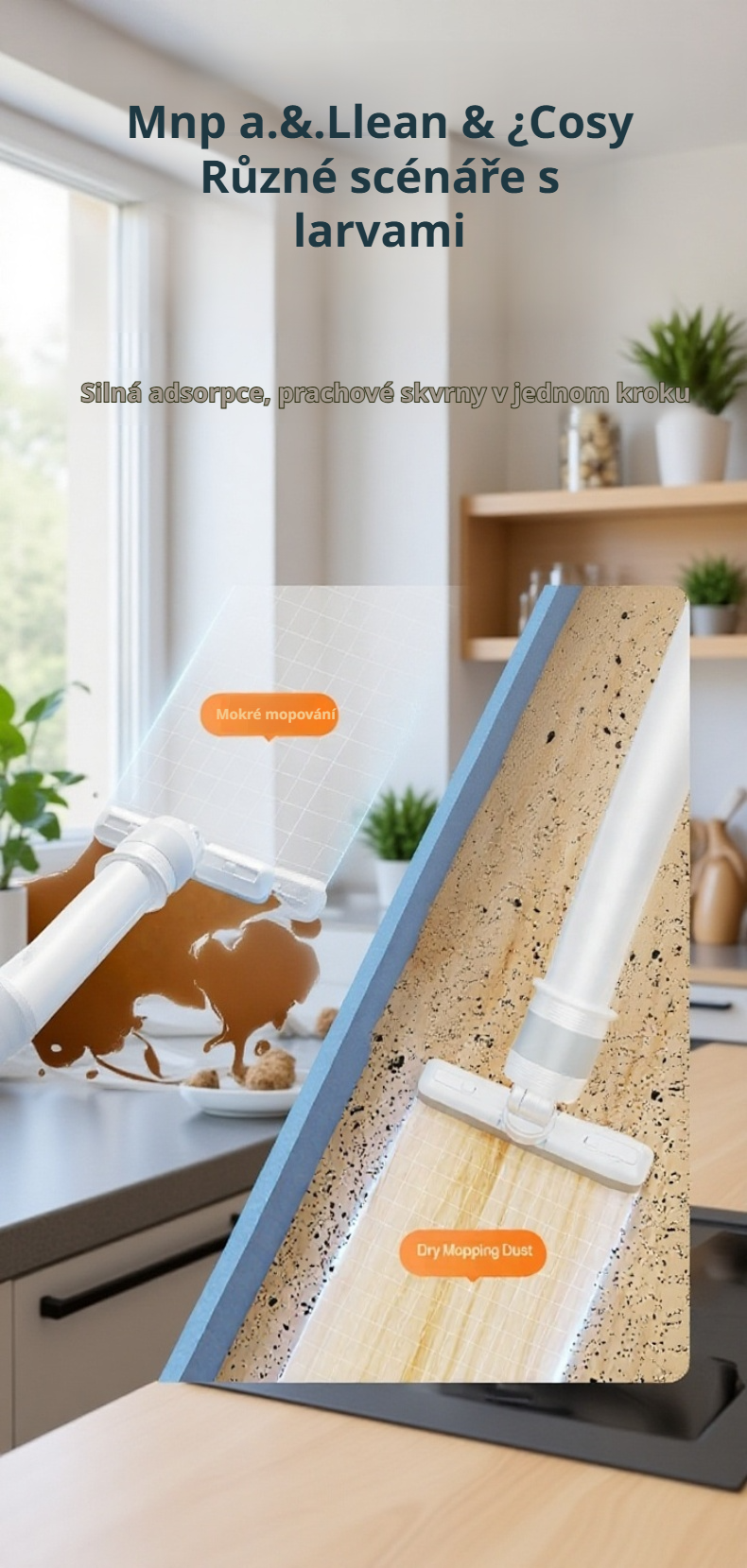 Detail mopu pro pohodlný úklid