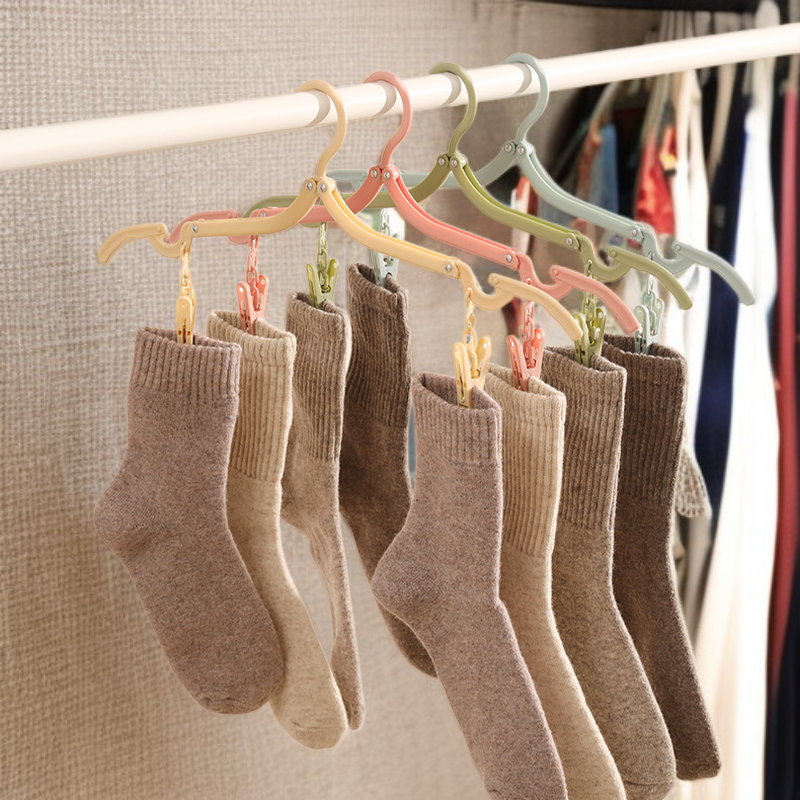 다용도 휴대용 접이식 옷걸이 여행 옷걸이 집게 다용도 건조 옷걸이 양말 수납 옷걸이