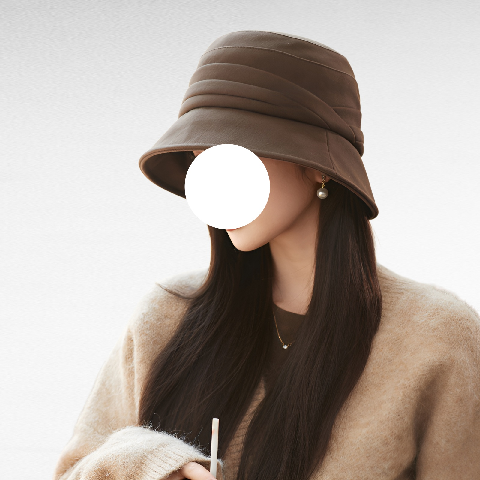 가을 겨울 여성 버킷햇, 얼굴 작아 보이는 대두 사이즈, 노메이크업 스타일