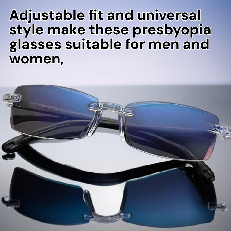 Auto-Zoom Rimless Presbyopia Glasses with Anti-Blue Light Technology