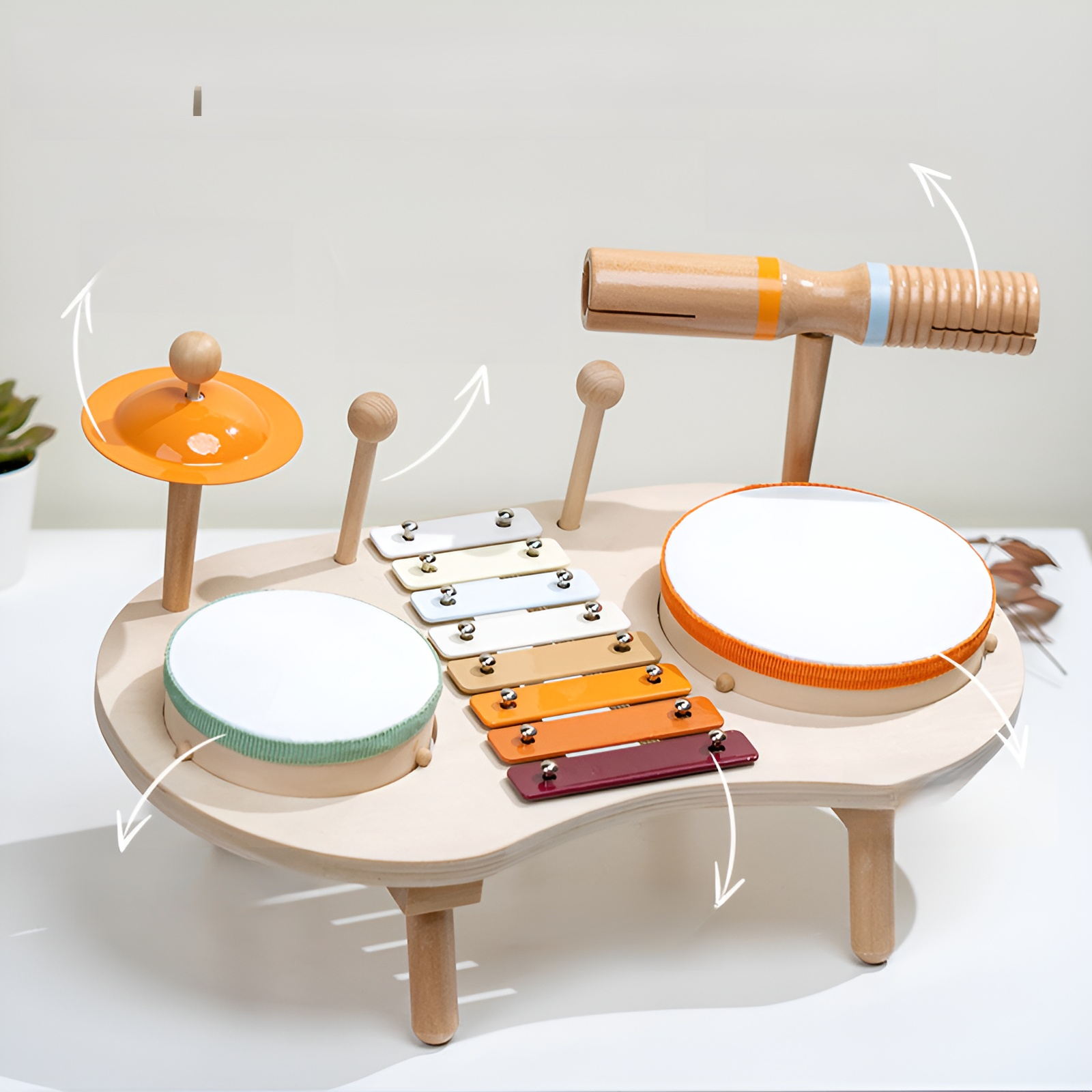 음악 교육용 나무 장난감 구성품