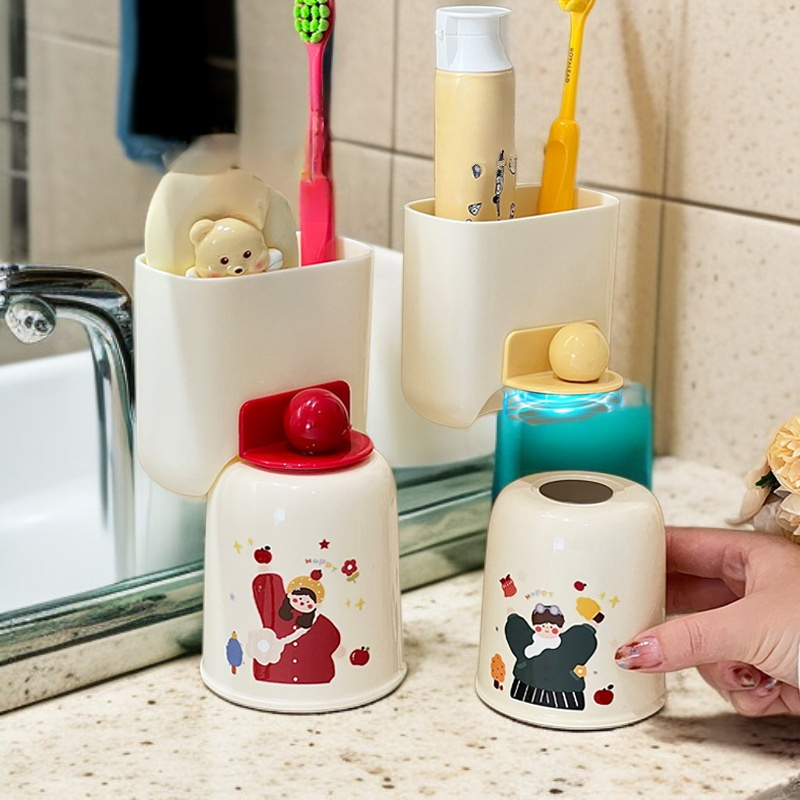 Estante magnético para cepillos de dientes con vaso y ganchos