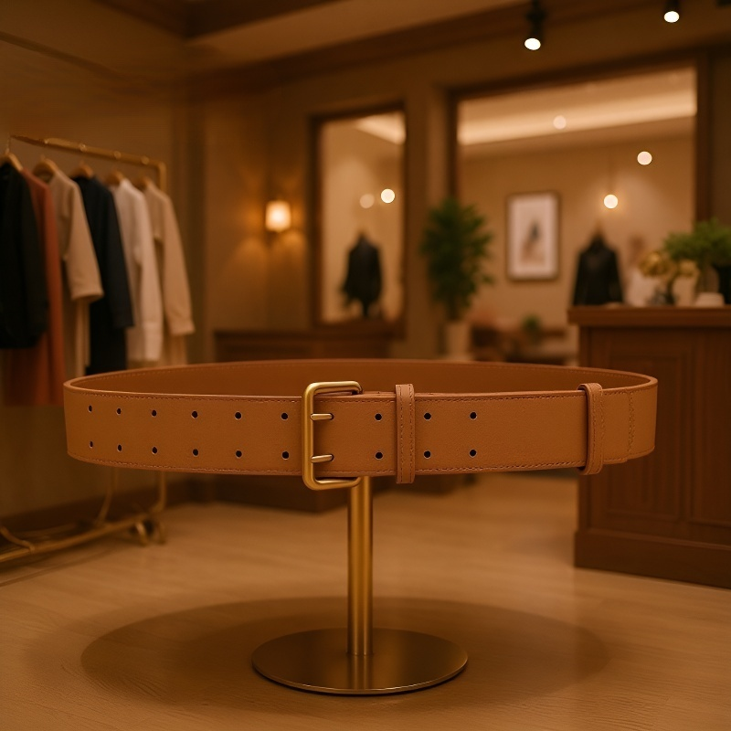  Cinturón de cuero escarchado de doble botonadura para mujer