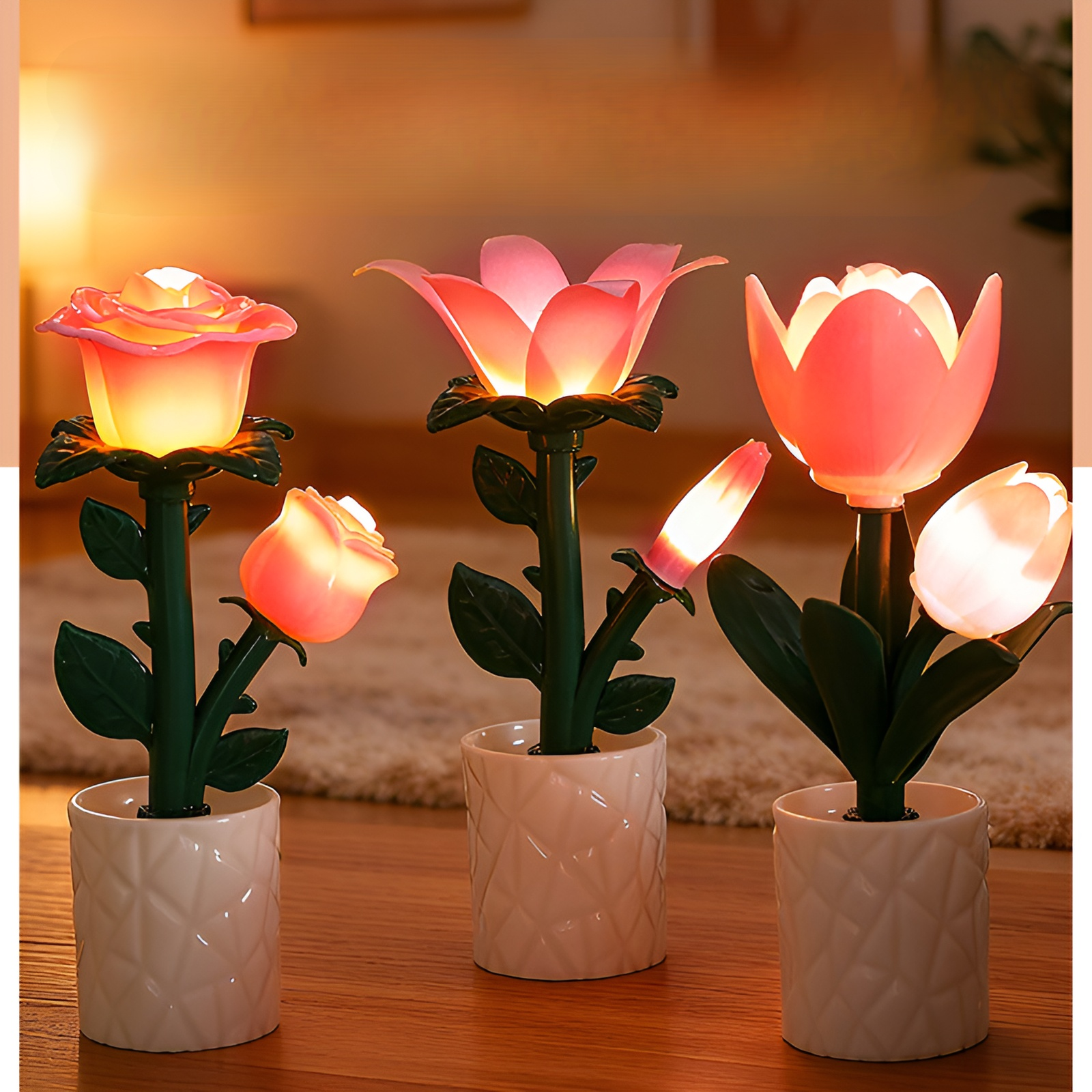 郁金香玫瑰造型夜燈