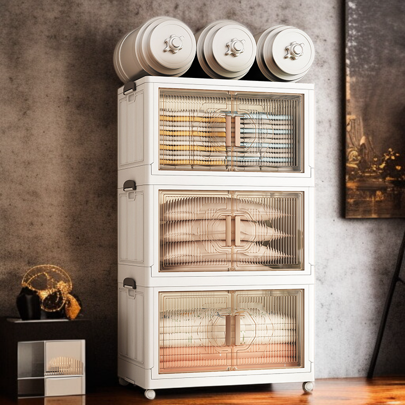 Caja de almacenamiento de plástico con estantes para el hogar