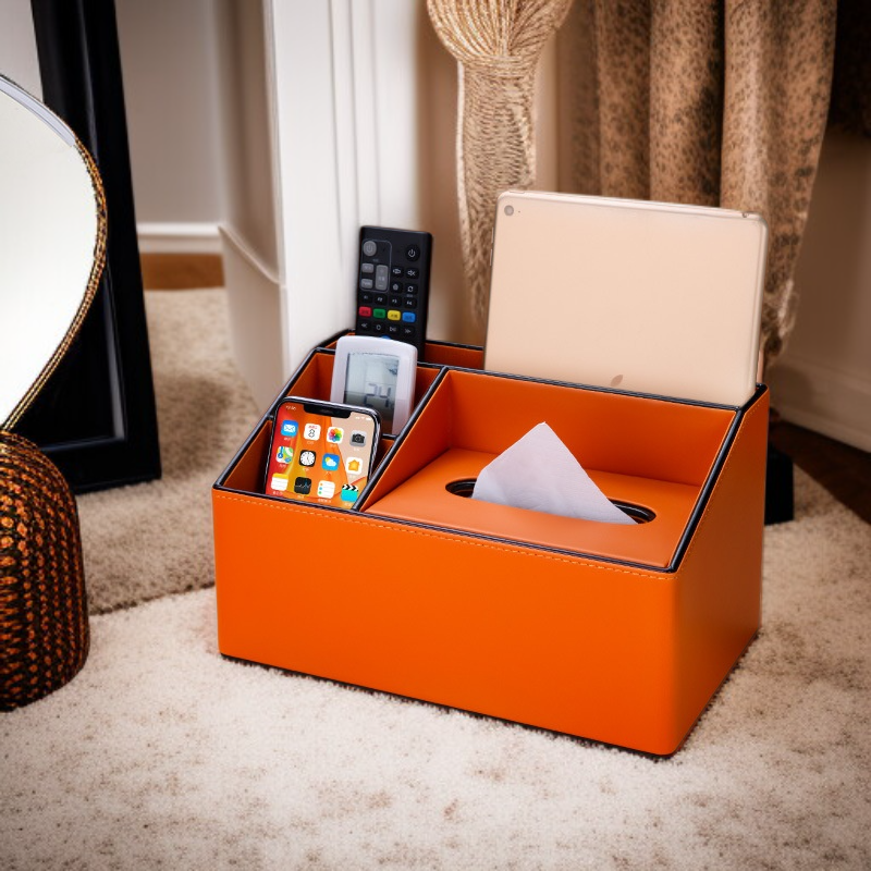 Porta pañuelos de piel, organizador de mesa de café, diseño minimalista para salón y coche