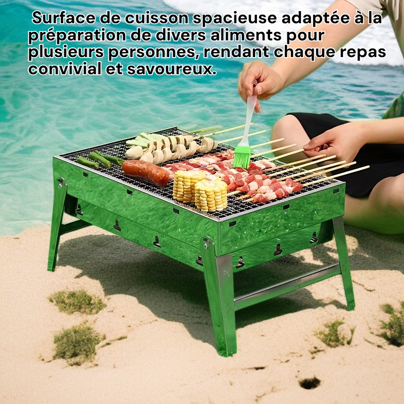 Mini gril portable en acier inoxydable, indispensable pour pique-nique et camping