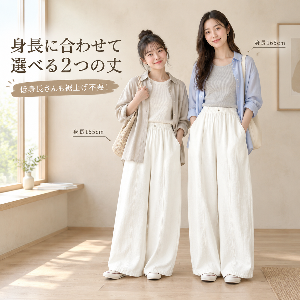 日系ハイウエストバルーンワイドパンツ レディース