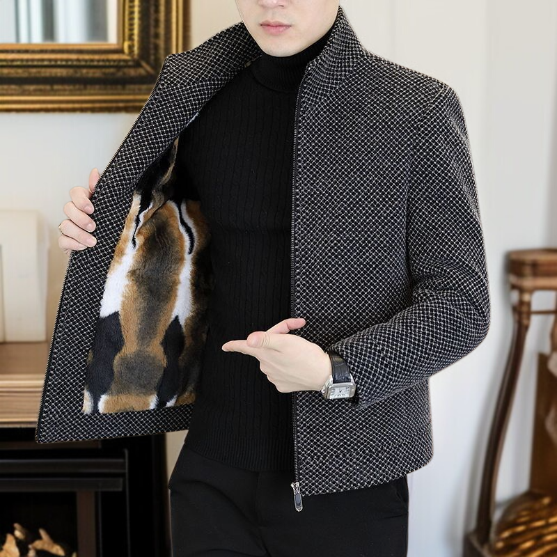 남자 기모직 재킷 도톰 기모직 재킷 데일리 통근 캐주얼 상의 가을 겨울 숏 코트