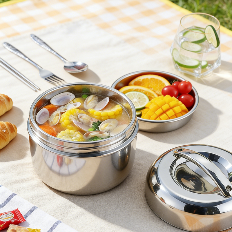 學生用不鏽鋼保溫午餐便當盒 可定制圖案 蘋果造型便當盒