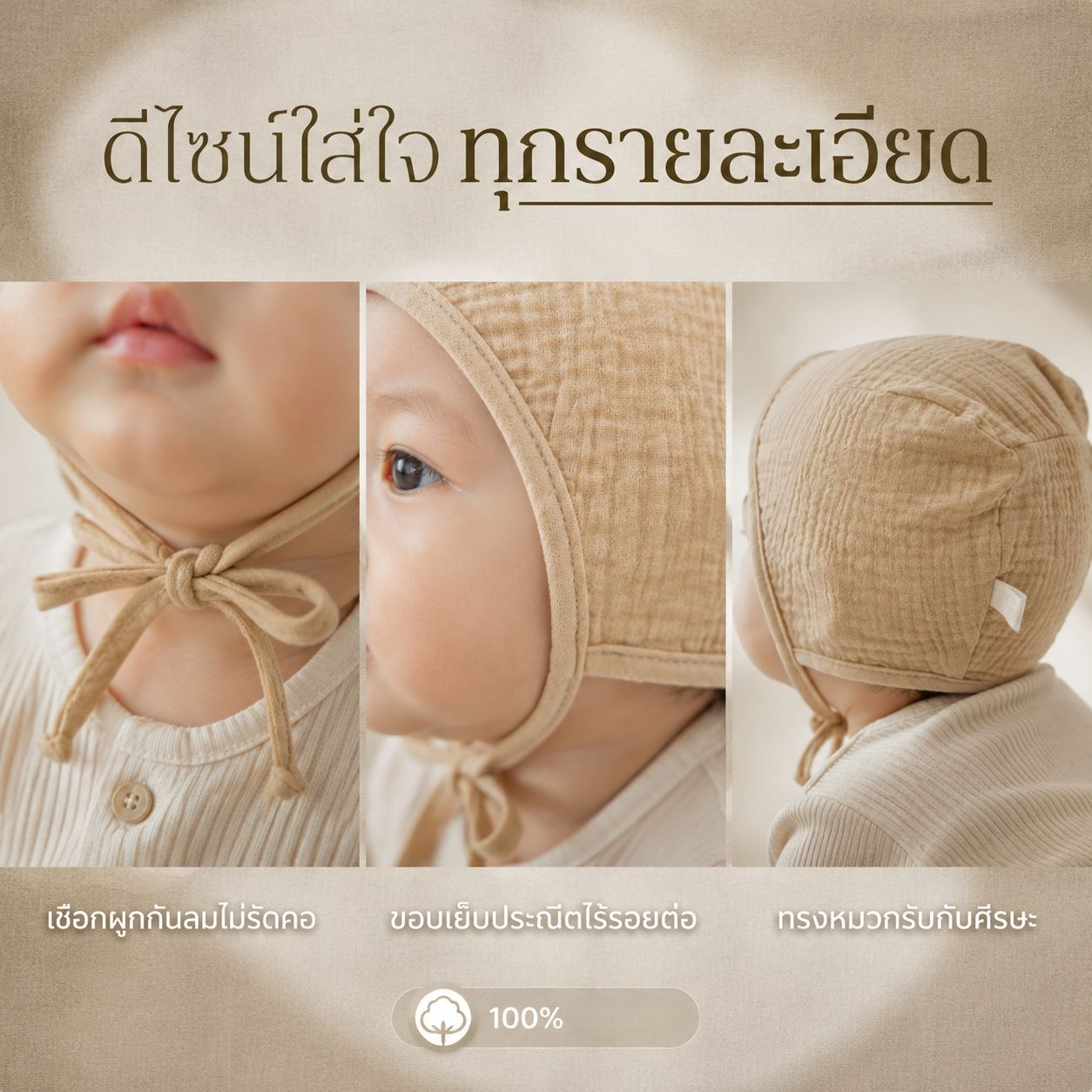 หมวกป้องกันแดดผ้าฝ้ายระบายอากาศสำหรับเด็กชายเด็กหญิงฤดูร้อน