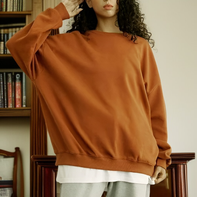 カジュアルなレディースルーズフィットトレーナーブラウス