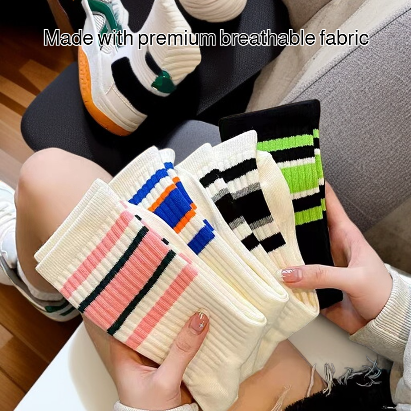Black and White Striped Women's Sports Socks