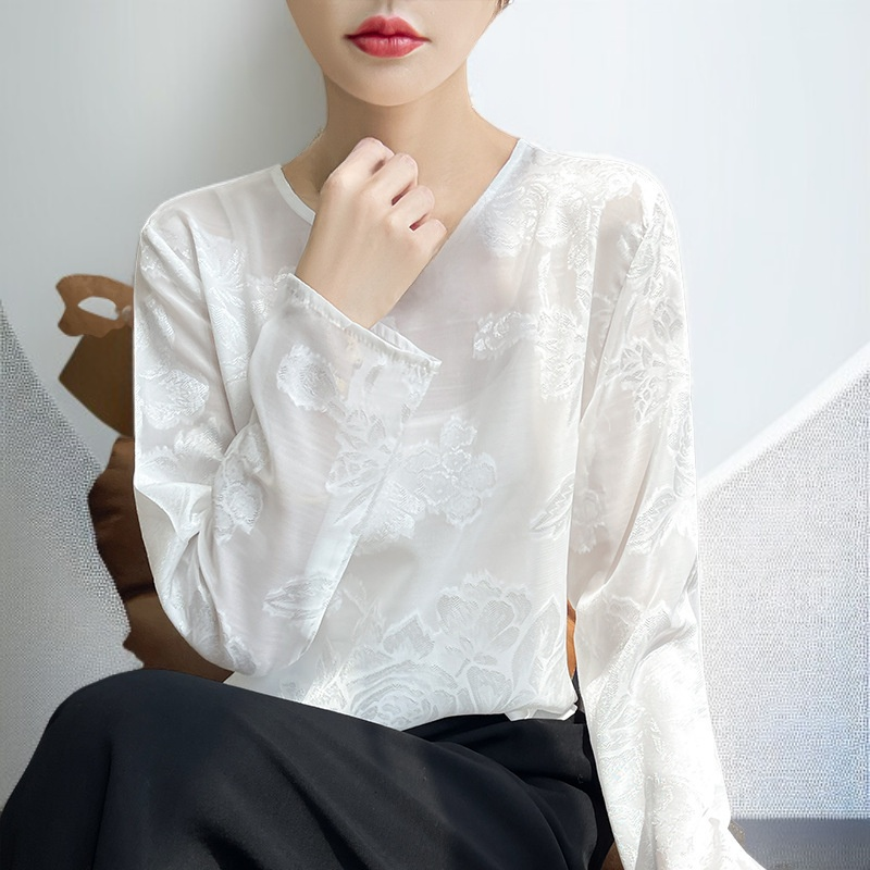 여름 신스타일 중국 스타일 모조 실크 새틴 긴소매