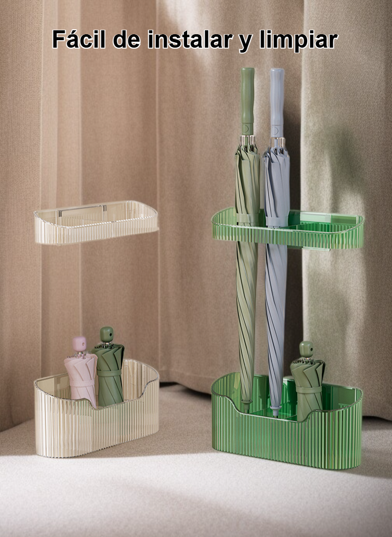 Detalle del estante para paraguas de diseño minimalista