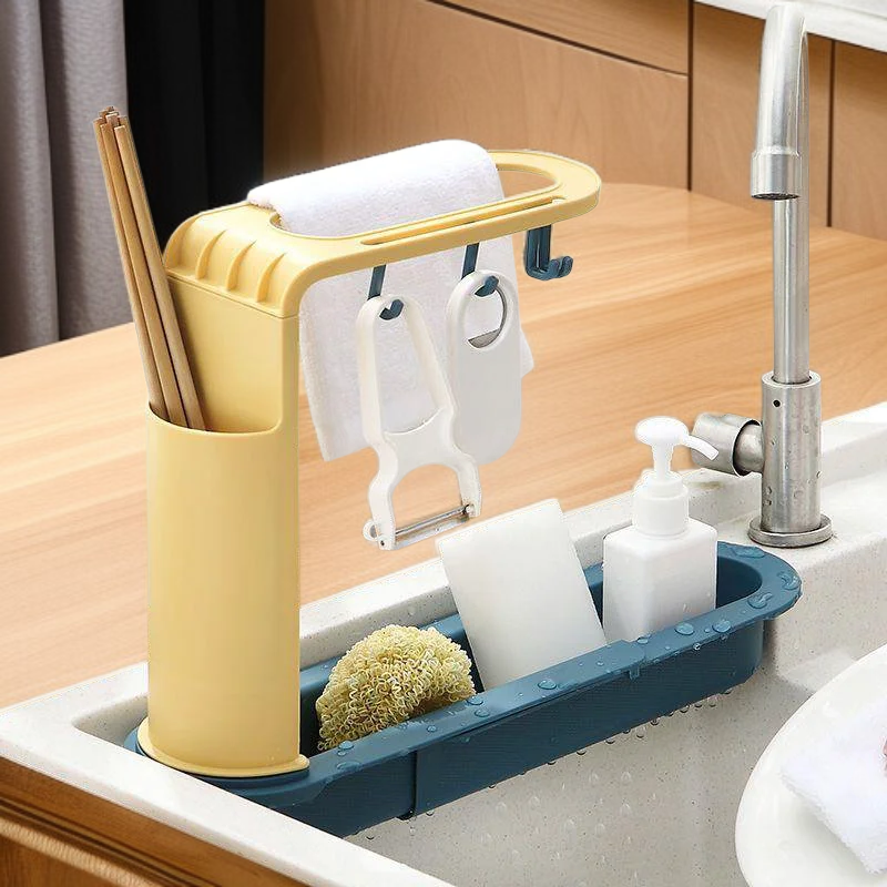 廚房水槽伸縮瀝水置物架