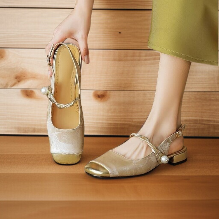 메리제인 슈즈 소프트 크롭 샌들 로우 굽에 스커트 일자 샌들