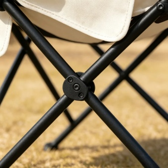 Easy-to-carry moon chair folded for transport
