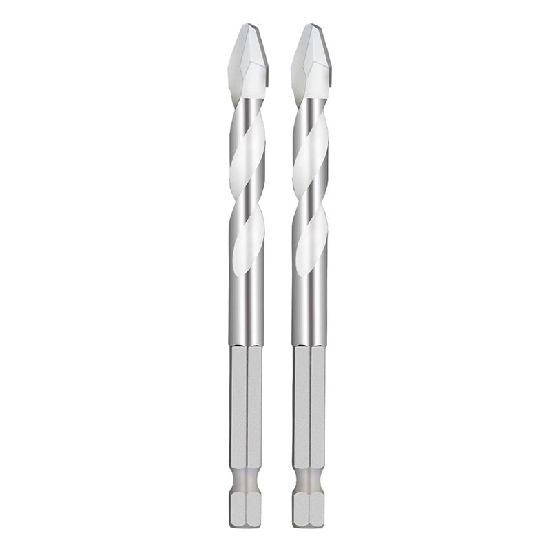 Hexagonal shank eccentric drill, extended ceramic glass drill bit
