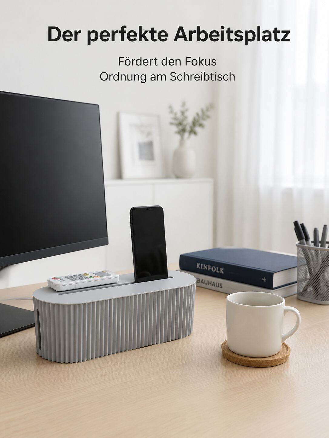 Multifunktionale Steckdosen-Aufbewahrungsbox, Handy- und Tablet-Halter, mit Berührungsschutz