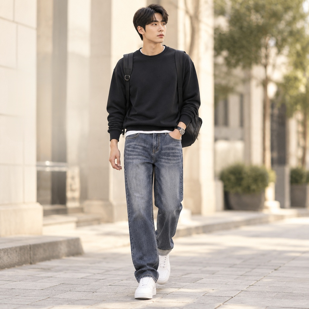 봄, 가을, 겨울 신상 패션 빈티지 스트레이트 남성 청바지