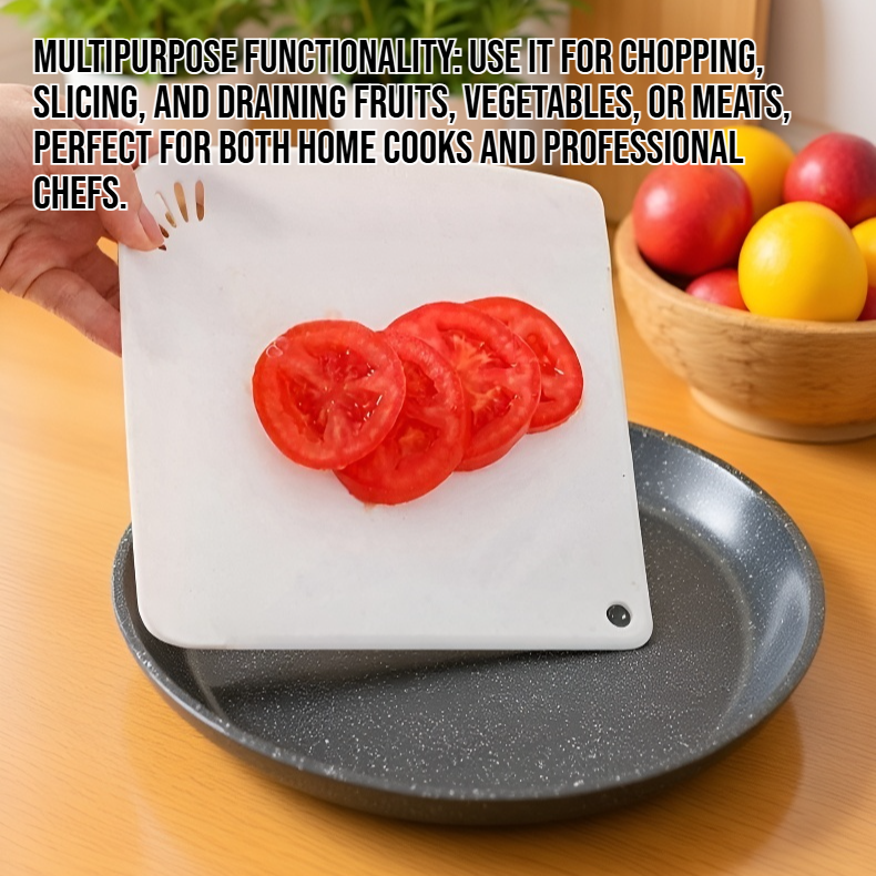 Close-up of drainage holes on the cutting board