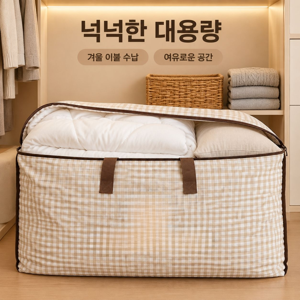 이불과 옷을 보관할 수 있는 대용량 휴대용 수납 가방