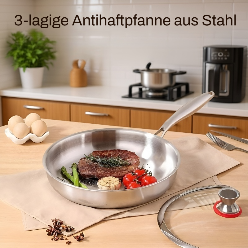 Verdickter dreischichtiger Edelstahl-Antihafttopf für Induktionsherde