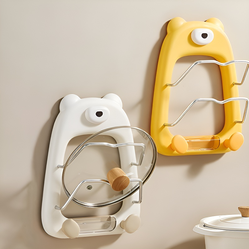 Soporte de tapas de ollas con ventosa para almacenamiento multicapa en el hogar