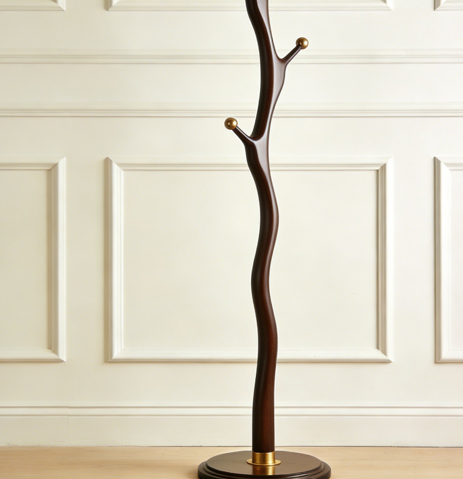Modern solid wood coat stand with jackets