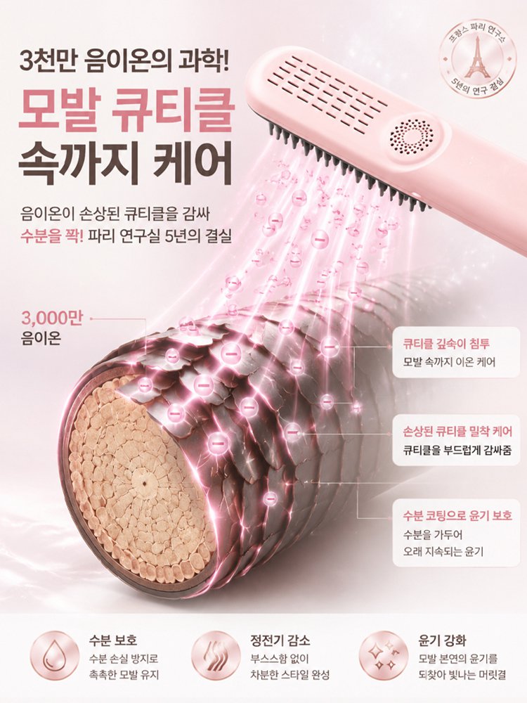 【3분 기적】 고농도 음이온 무선 스트레이트 브러시