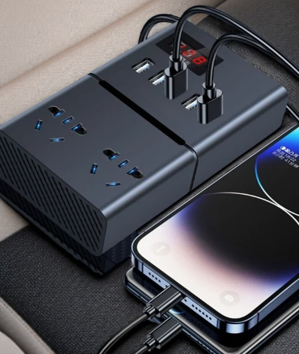 カー・パワー・コンバーター 家庭用デジタルディスプレイ車インバーター 超高速充電バン充電ソケットコンバーター