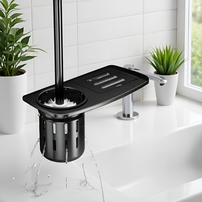 壁に取り付けられたトイレブラシ